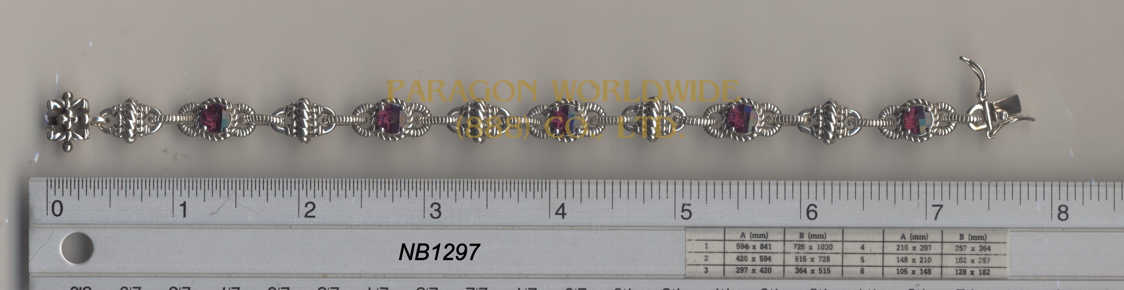 925 Sterling Silver Bracelet  Rhodolite - NB1297 
