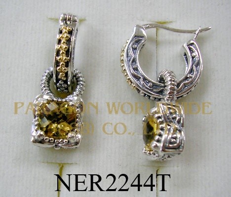925 Sterling Silver & 14K Earrings  Citrine - NER2244T
