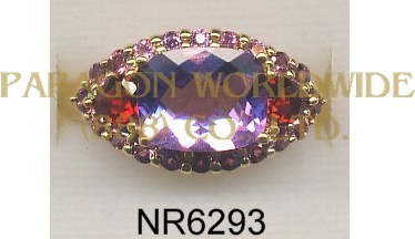 925 Sterling Silver Ring Pink Amethyst + Garnet and Pink Tourmarine - NR6293