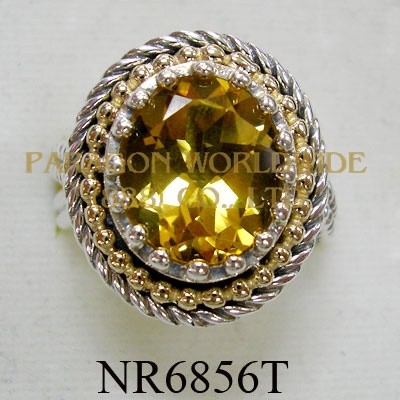 925 Sterling Silver & 14K Ring  Citrine - NR6856T 