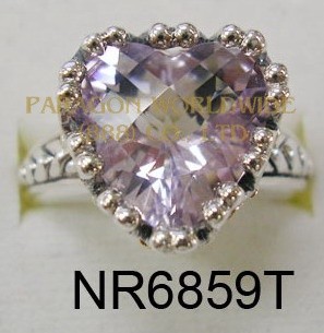 925 Sterling Silver & 14K Ring Pink  Amethyst - NR6859T 