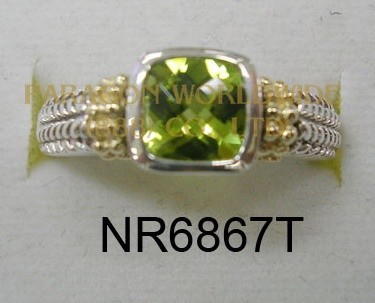 925 Sterling Silver &14K Ring Peridot - NR6867T