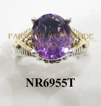 925 Sterling Silver &14K Ring Amethyst - NR6955T