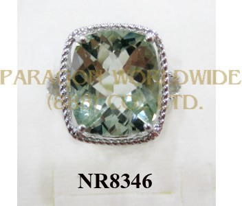 925 Sterling Silver Ring Green Amethyst - NR8346