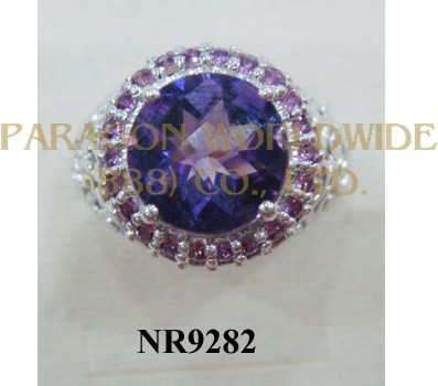 925 Sterling Silver Ring Amethyst and Rhodolite - NR9282