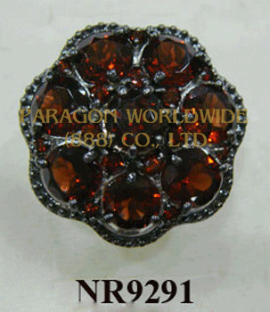 925 Sterling Silver Ring Garnet - NR9291