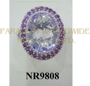 925 Sterling Silver Ring Pink Amethyst and Rhodolite - NR9808