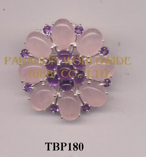 10K  Yellow Gold  Pin  Rose Quartz and Amethyst   - TBP180  