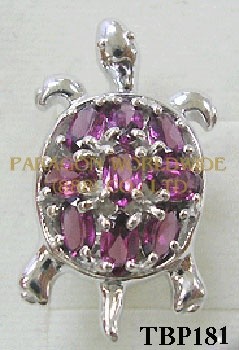 10K White Gold Pin  Rhodolite  - TBP181  