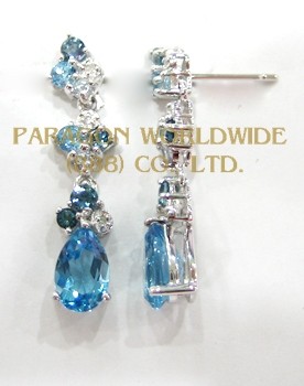 10K White Gold Earrings  Mulit and White Diamond - TER2175 