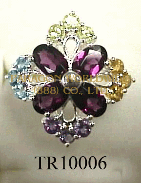 10K White Gold Ring  Multi - TR10006