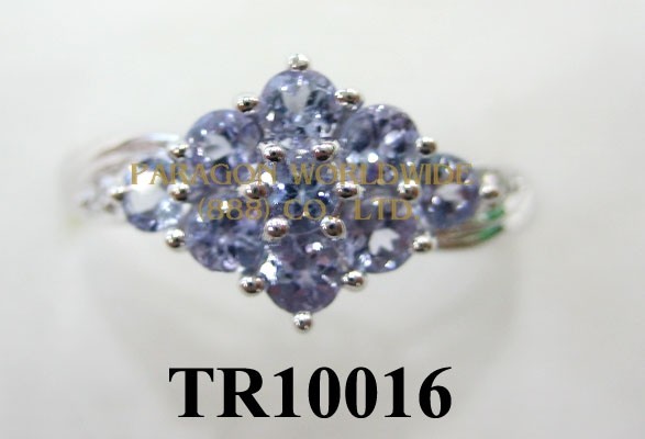  10K White Gold Ring  Tanzanite and  White Diamond  - TR10016