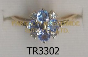 10K Yellow Gold Ring  Tanzanite and White Diamond - TR3302 