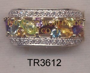 10K Yellow Gold Ring  Multi and White Diamond - TR3612 
