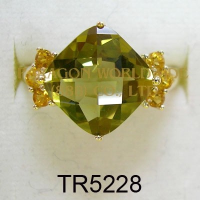 10K Yellow Gold Ring Olive Quartz and Citrine - TR5228 