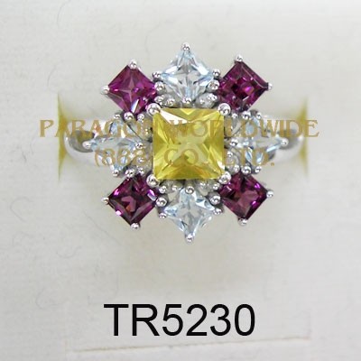 10K White Gold Ring Multi and White Diamond - TR5230 