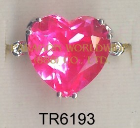 10K White Gold Ring Pink Topaz - TR6193 