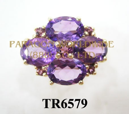 10K Yellow Gold Ring  Amethyst and Rhodolite - TR6579 
