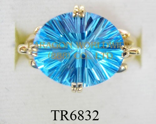 10K Yellow Gold Ring Light Swiss Blue Topaz  - TR6832 
