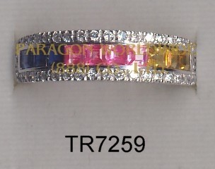 10K White Gold Ring  Multi  Sapphire and White Diamond - TR7259 