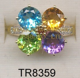 10K Yellow Gold Ring  Multi and White Diamond - TR8359 