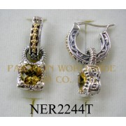 925 Sterling Silver & 14K Earrings  Citrine - NER2244T
