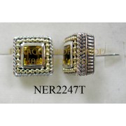 925 Sterling Silver & 14K Earrings Citrine - NER2247T