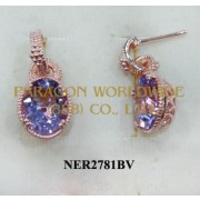 925 Sterling Silver Earrings Pink Amethyst - NER2781BV
