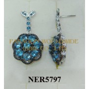 925 Sterling Silver Earrings  Light Swiss Blue Topaz - NER5797