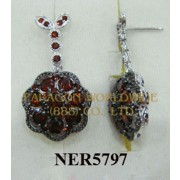 925 Sterling Silver Earrings  Garnet - NER5797