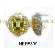925 Sterling Silver Earrings Citrine and Peridot - NER5899