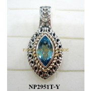 925 Sterling Silver &14K Pendant  Sky Blue Topaz - NP2951T