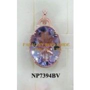 925 Sterling Silver Pendant  Pink Amethyst - NP7394BV