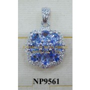 925 Sterling Silver Pendant  Tanzanite and White Topaz - NP9561