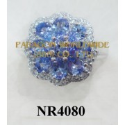 925 Sterling Silver Ring Tanzanite and White Topaz - NR4080