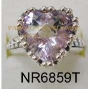 925 Sterling Silver & 14K Ring Pink  Amethyst - NR6859T 