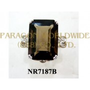 925 Sterling Silver Ring Smoky Quartz and White Diamond - NR7187B