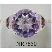 925 Sterling Silver Ring Pink Amethyst + Rhodolite - NR7650