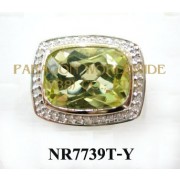 925 Sterling Silver & 14K Ring Green Gold and White Diamond - NR7739T 