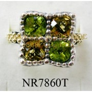 925 Sterling Silver &14K Ring Peridot and Citrine - NR7860T