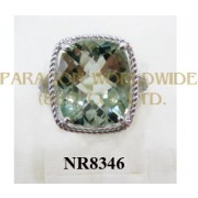 925 Sterling Silver Ring Green Amethyst - NR8346