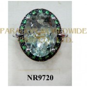 925 Sterling Silver Ring Green Amethyst and Tsavorite  - NR9720