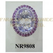 925 Sterling Silver Ring Pink Amethyst and Rhodolite - NR9808