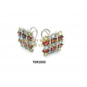 10K White Gold Earrings  Multi  and White Diamond - TER1033 
