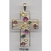 10K Yellow Gold Pendant   Multi and White Diamond - TP2198 