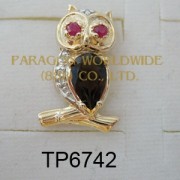 10K Yellow Gold Pendant  Ruby + Smoky Quartz and White Diamond - TP6742 