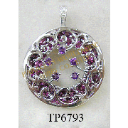 10K White Gold Pendant  Rhodolite + Amethyst and White Diamond - TP6793 