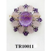 10K White Gold Ring  Amethyst and Rose Quartz - TR10011 