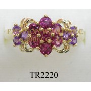 10K Yellow Gold Ring Amethyst and Rhodolite - TR2220 