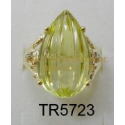 10K Yellow Gold Ring  Lemon Quartz and White Diamond - TR5723 